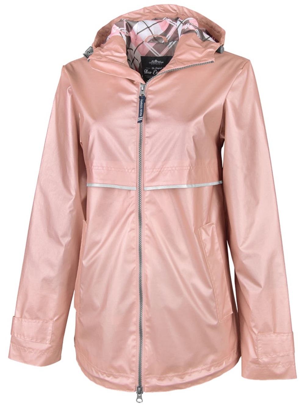 Charles River Women's Rose Gold/Plaid New Englander Rain Jacket